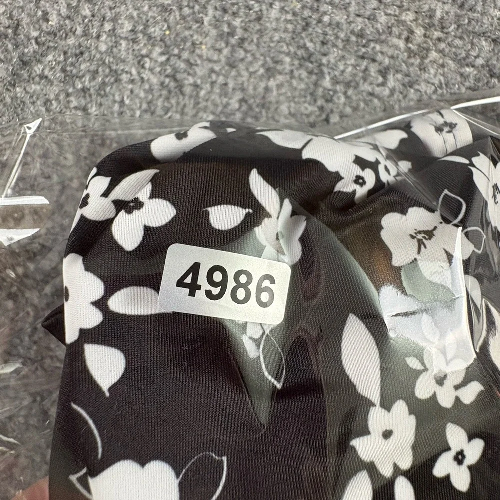 Anne Cole One Piece Swimsuit Women's 14 Black White Floral Ruched Tummy Control